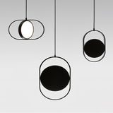 Modern KUU Rotating Circle LED Pendant Light Moon Inspired Adjustable Ring Hanging Lamp