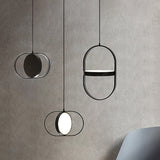 Modern KUU Rotating Circle LED Pendant Light Moon Inspired Adjustable Ring Hanging Lamp