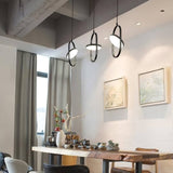 Modern KUU Rotating Circle LED Pendant Light Moon Inspired Adjustable Ring Hanging Lamp