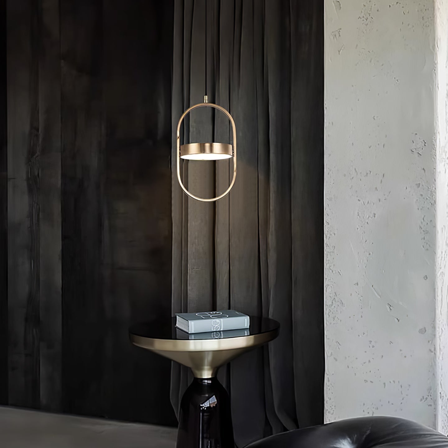 Modern KUU Rotating Circle LED Pendant Light Moon Inspired Adjustable Ring Hanging Lamp