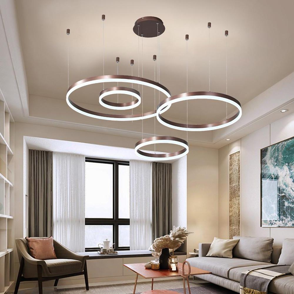 Modern Large Round LED Chandelier for High Ceilings and Living Room Aluminum Pendant Light