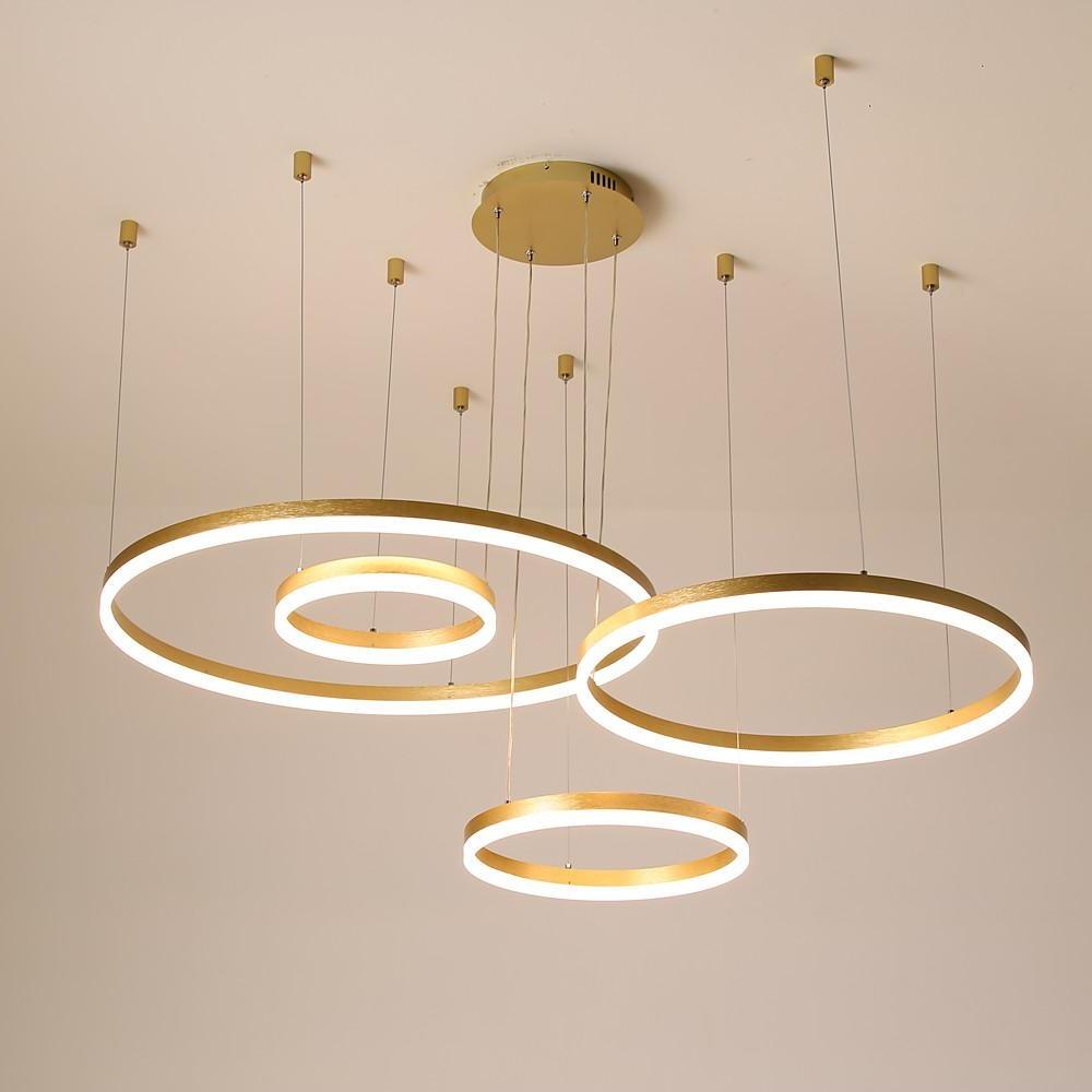 Modern Large Round LED Chandelier for High Ceilings and Living Room Aluminum Pendant Light