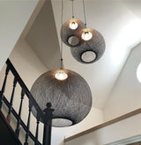 Modern Latticed Metal Mesh Pendant Light with Integrated LED for Living Room and Dining Areas