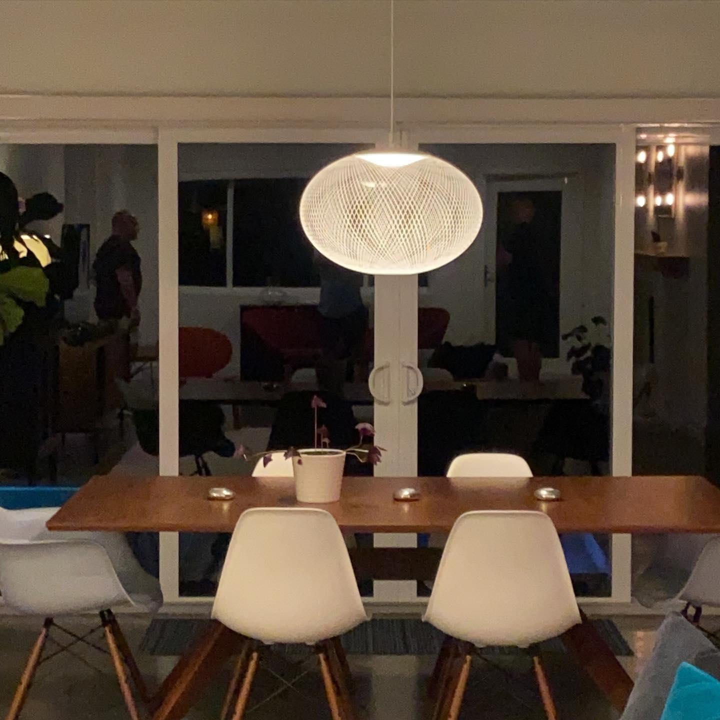 Modern Latticed Metal Mesh Pendant Light with Integrated LED for Living Room and Dining Areas