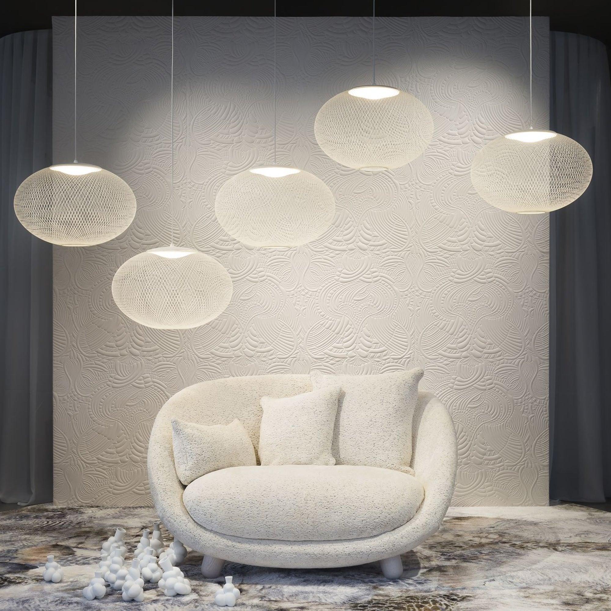 Modern Latticed Metal Mesh Pendant Light with Integrated LED for Living Room and Dining Areas