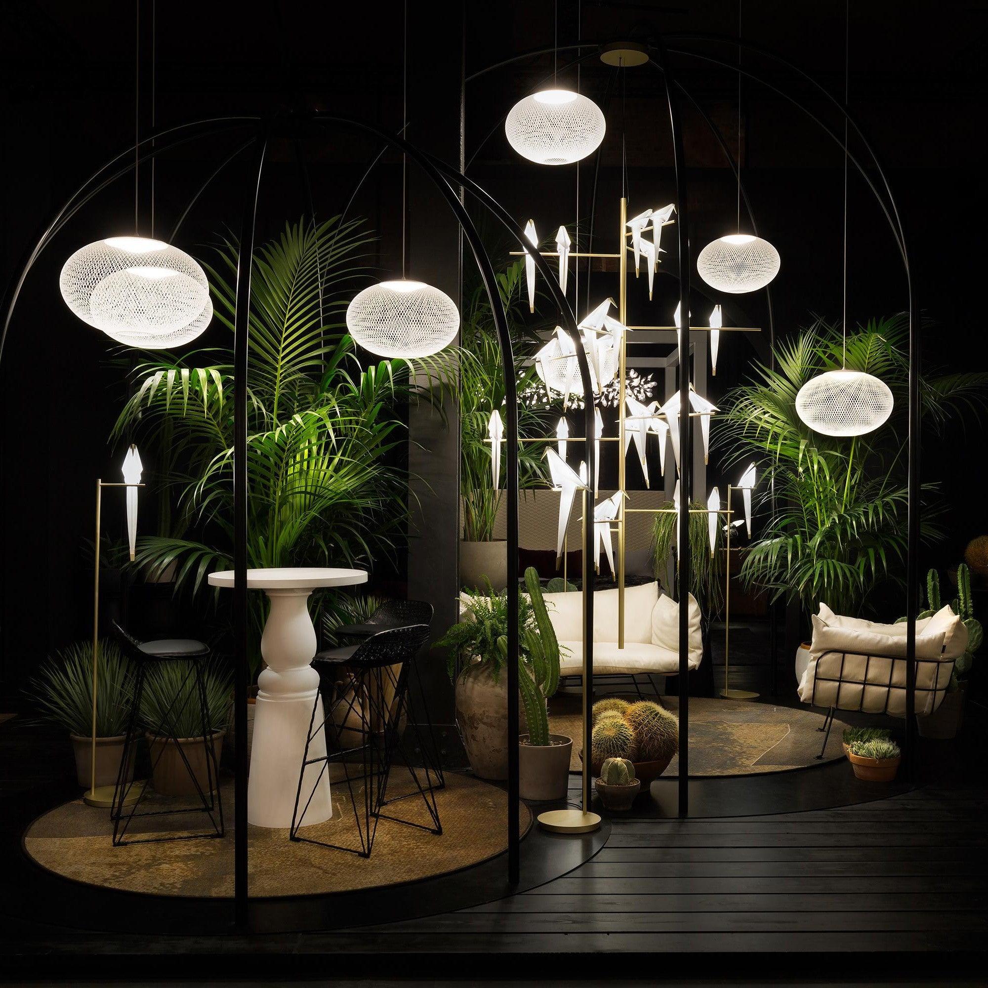 Modern Latticed Metal Mesh Pendant Light with Integrated LED for Living Room and Dining Areas