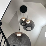 Modern Latticed Metal Mesh Pendant Light with Integrated LED for Living Room and Dining Areas