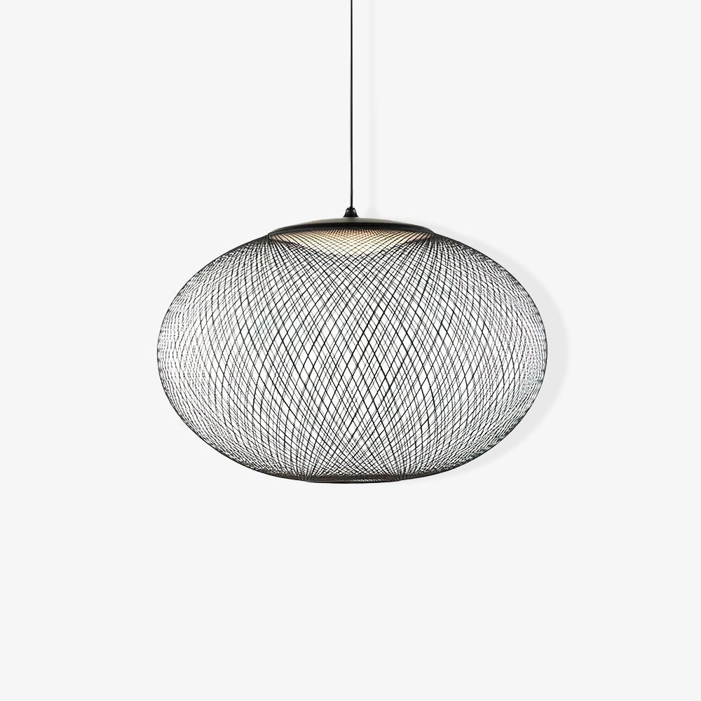 Modern Latticed Metal Mesh Pendant Light with Integrated LED for Living Room and Dining Areas