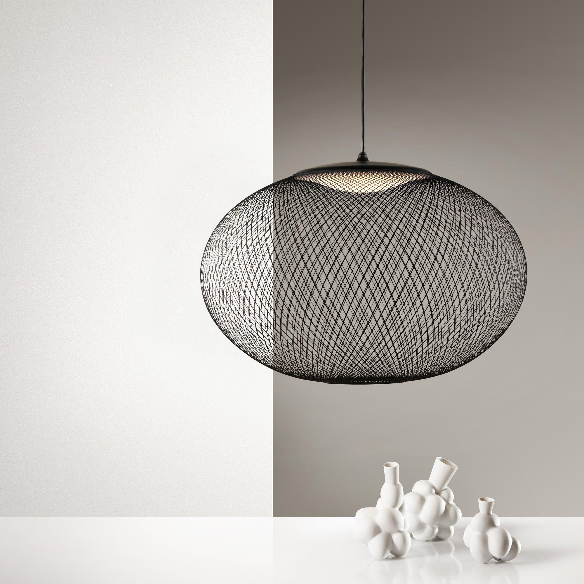Modern Latticed Metal Mesh Pendant Light with Integrated LED for Living Room and Dining Areas