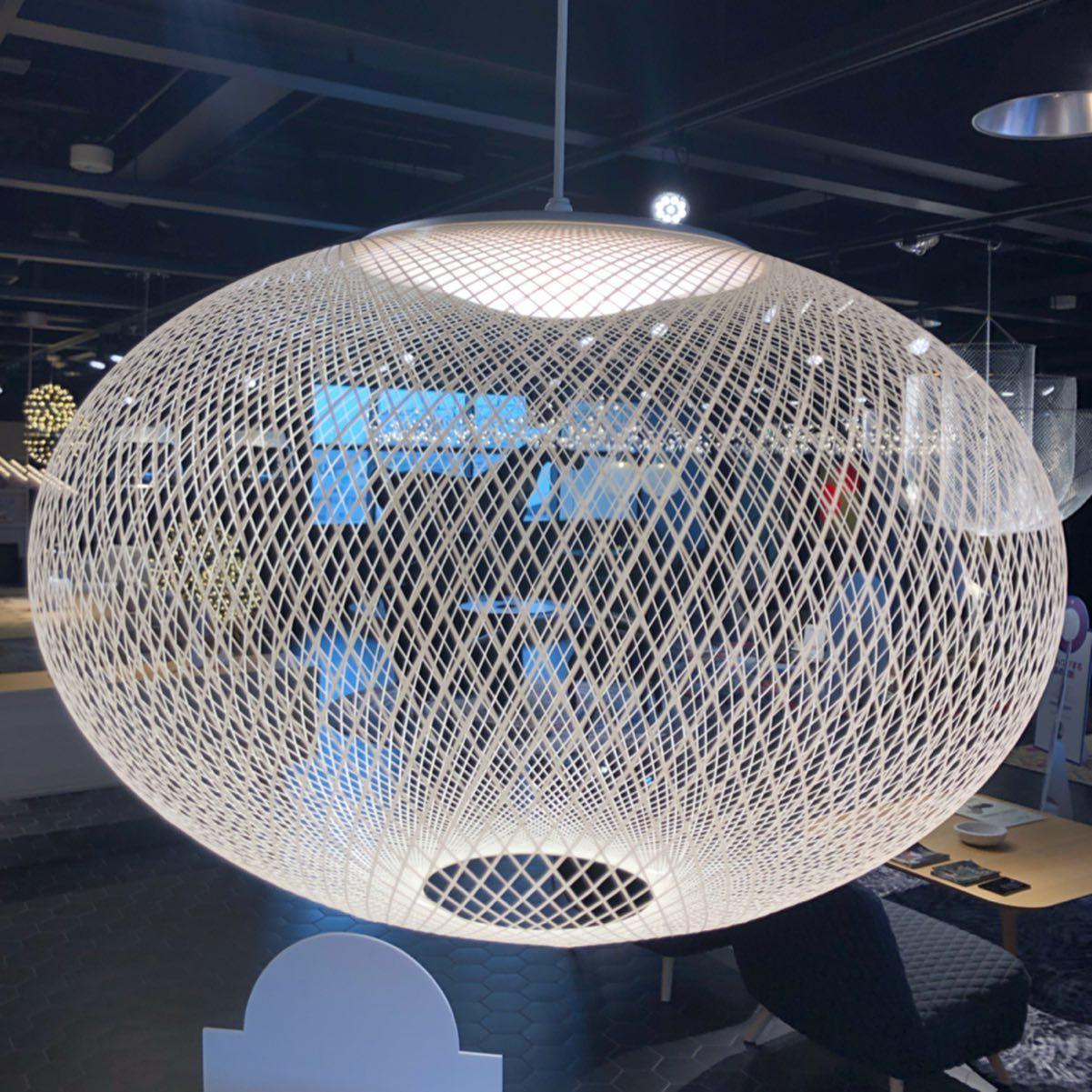 Modern Latticed Metal Mesh Pendant Light with Integrated LED for Living Room and Dining Areas