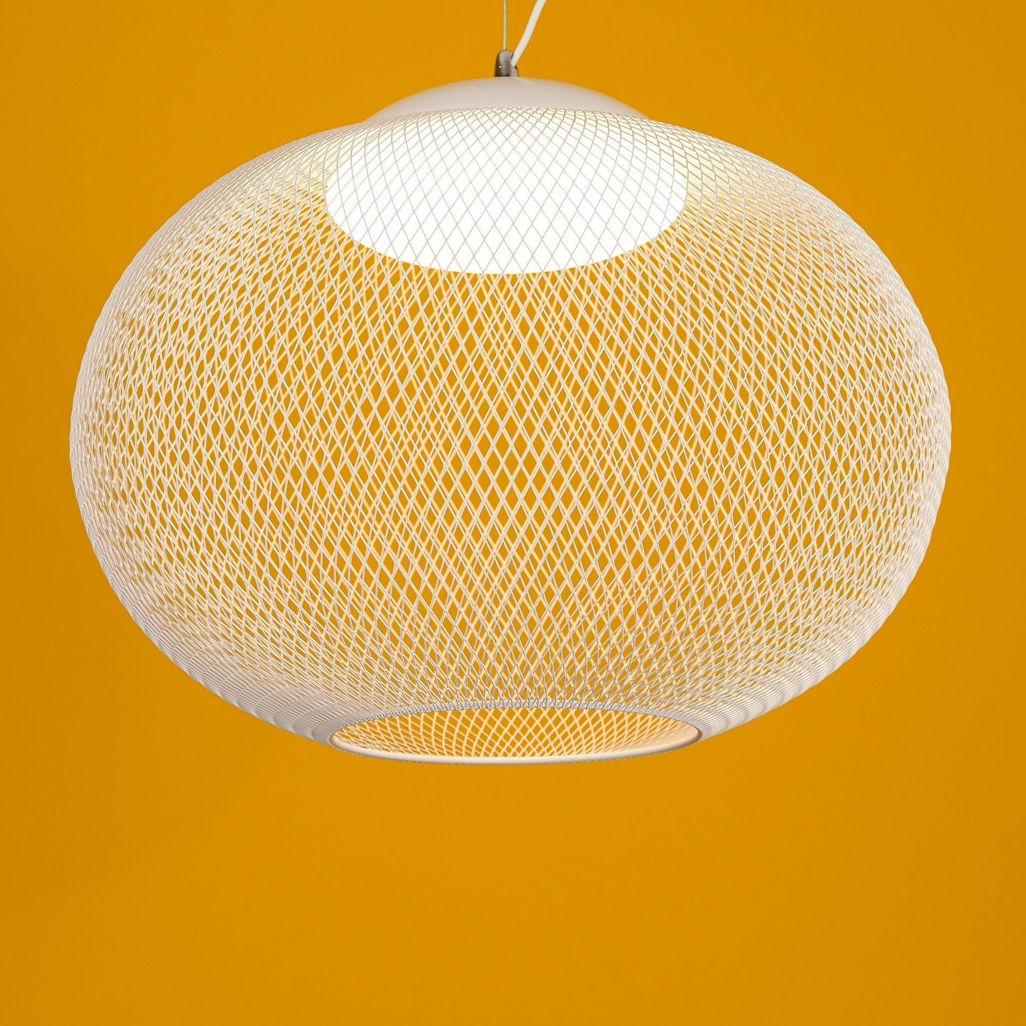 Modern Latticed Metal Mesh Pendant Light with Integrated LED for Living Room and Dining Areas