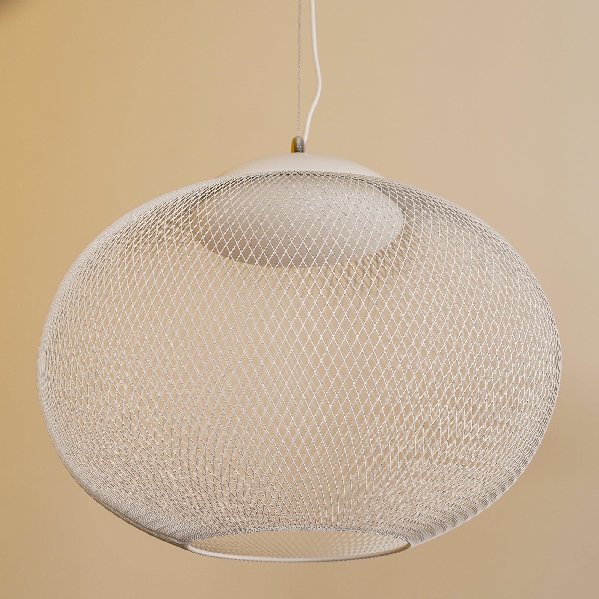 Modern Latticed Metal Mesh Pendant Light with Integrated LED for Living Room and Dining Areas