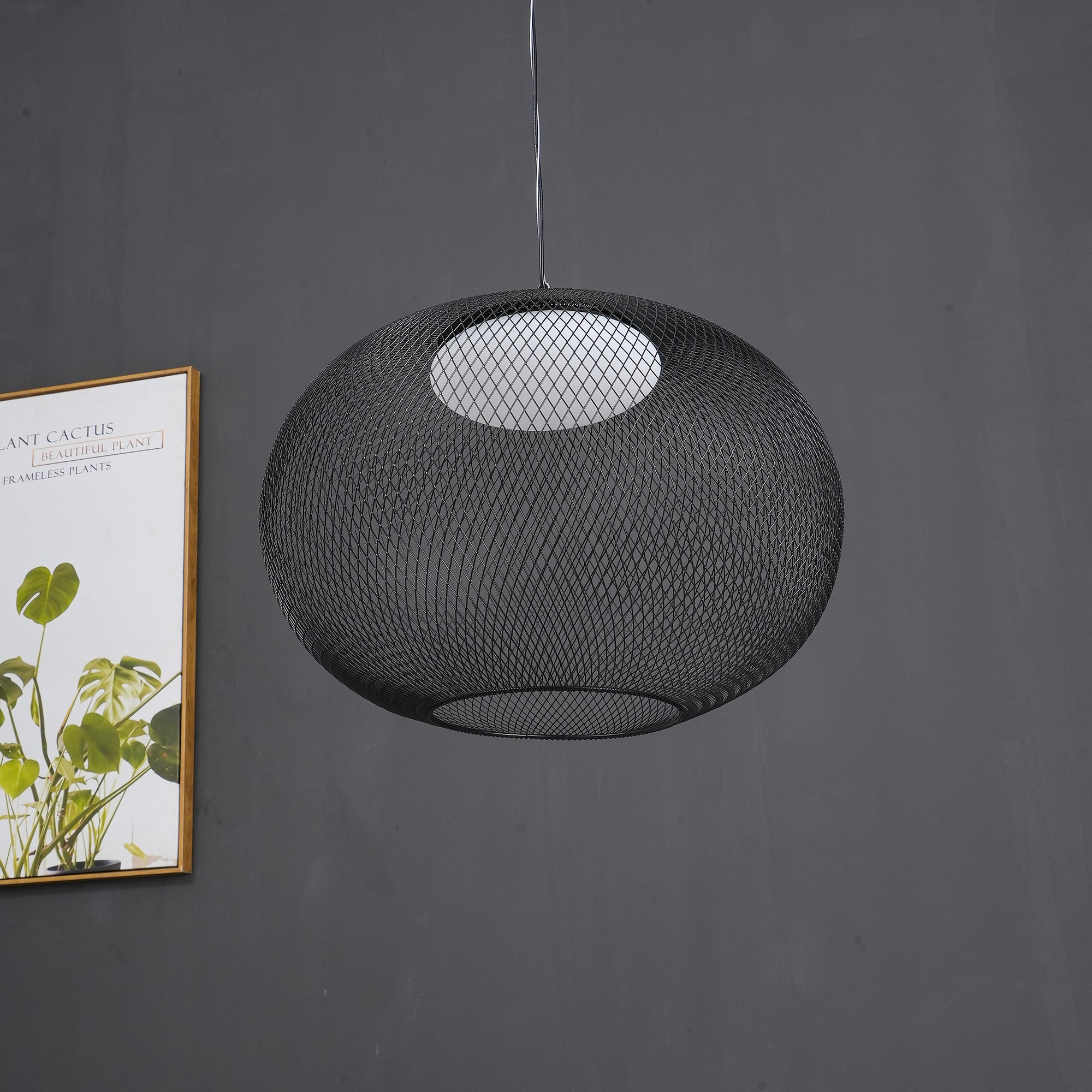 Modern Latticed Metal Mesh Pendant Light with Integrated LED for Living Room and Dining Areas