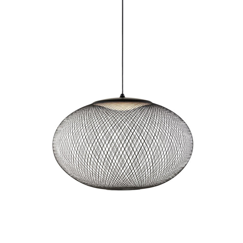 Modern Latticed Metal Mesh Pendant Light with Integrated LED for Living Room and Dining Areas