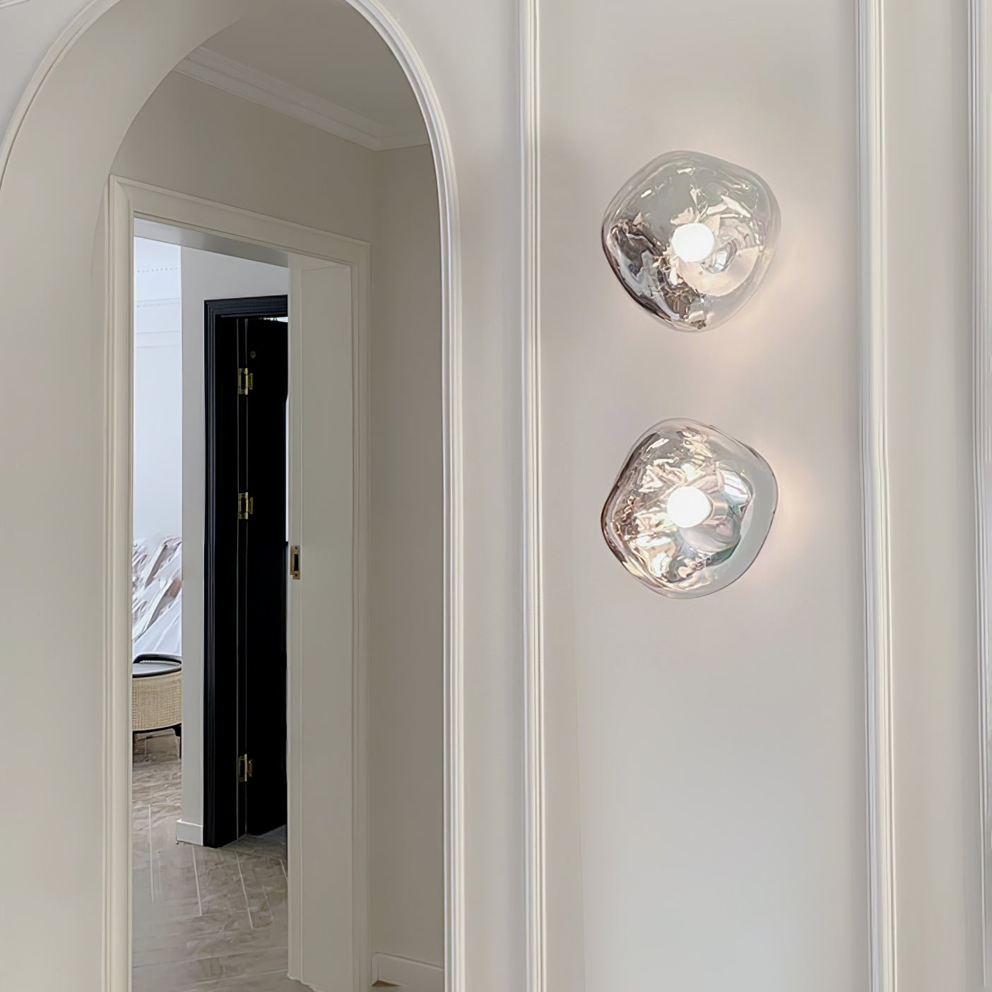 Modern Lava Melted Glass Wall Sconce Mirror Finish Indoor Accent Lighting