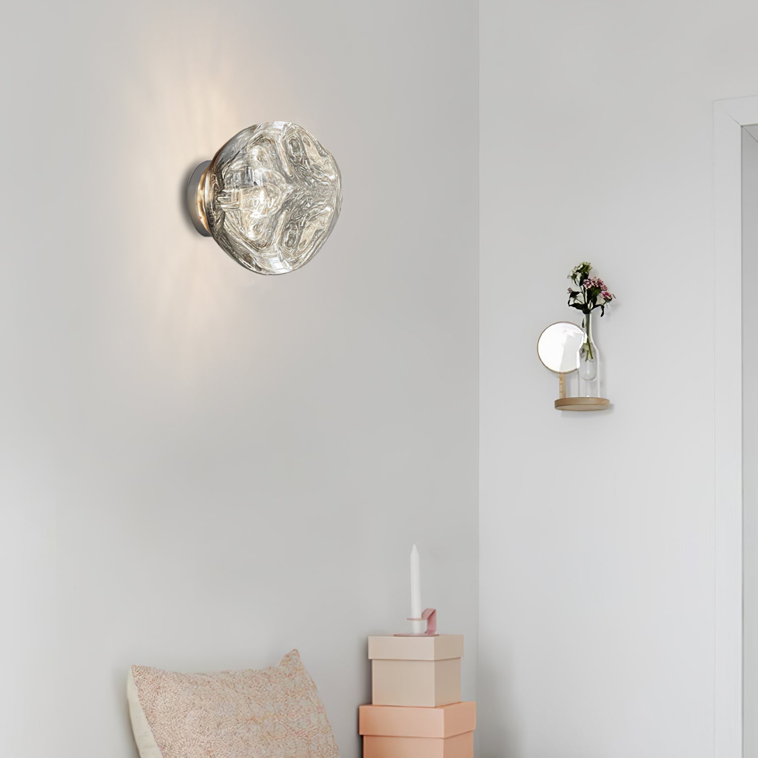 Modern Lava Melted Glass Wall Sconce Mirror Finish Indoor Accent Lighting