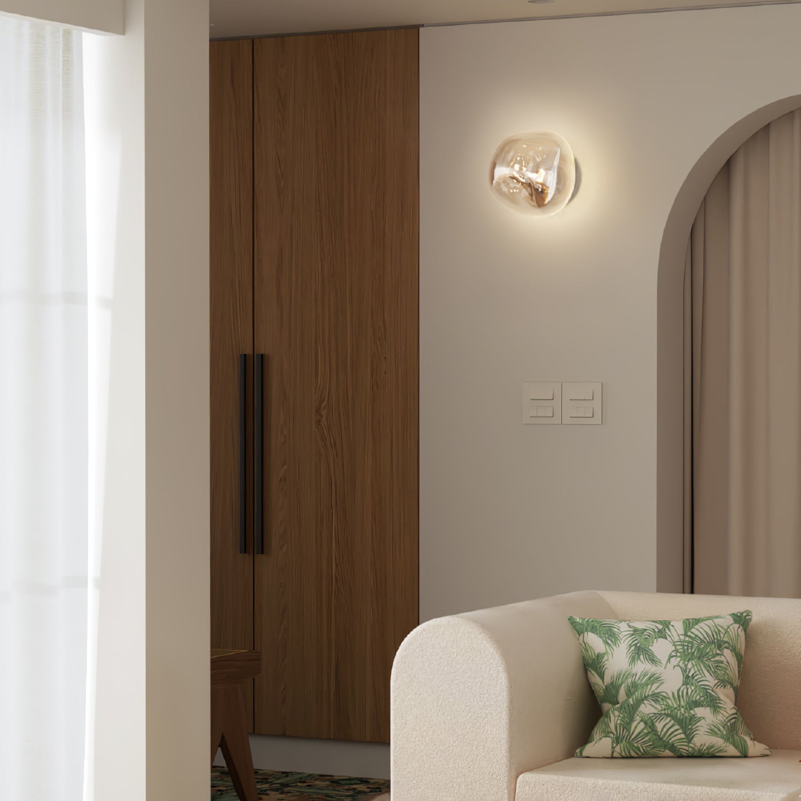 Modern Lava Melted Glass Wall Sconce Mirror Finish Indoor Accent Lighting