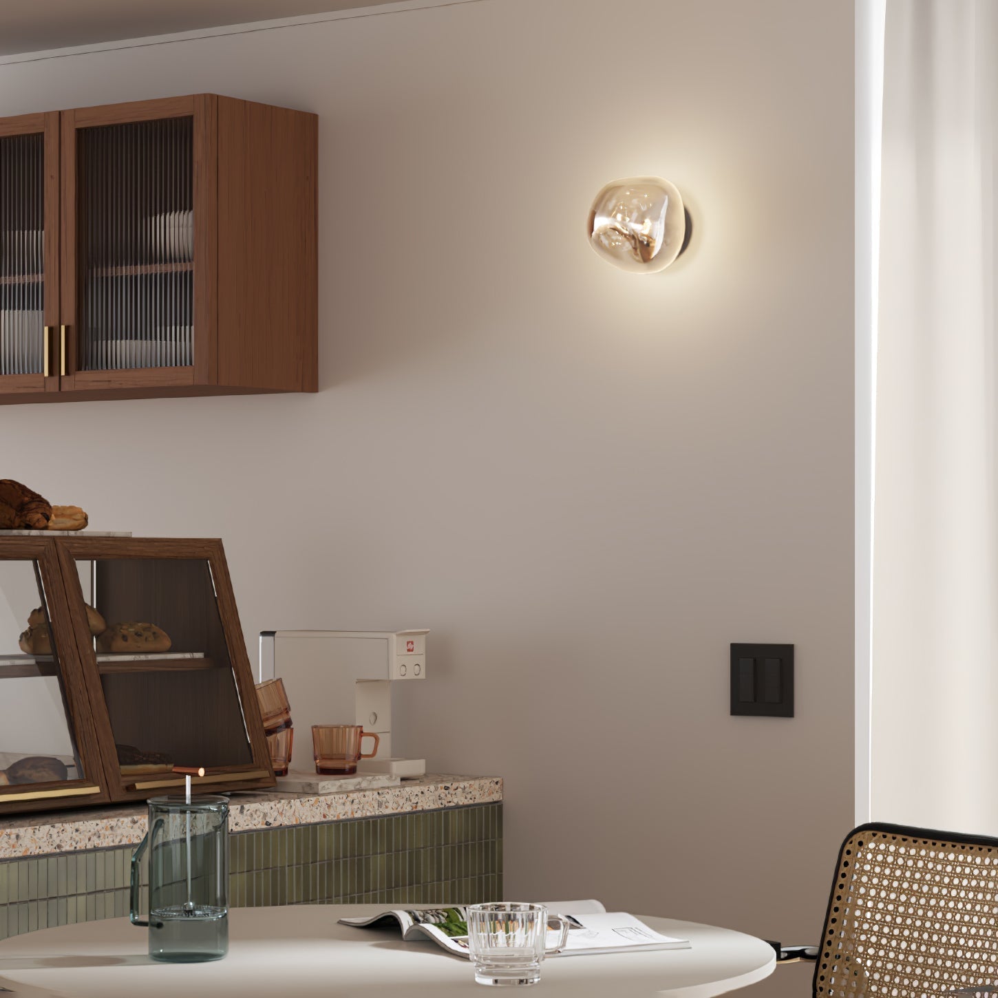 Modern Lava Melted Glass Wall Sconce Mirror Finish Indoor Accent Lighting