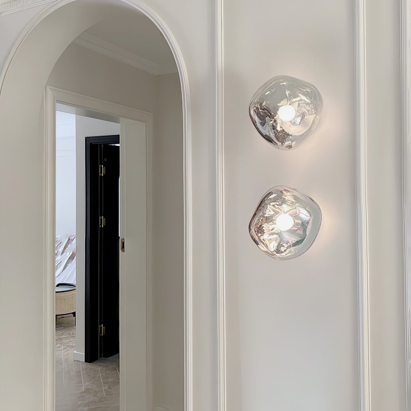 Modern Lava Melted Glass Wall Sconce Mirror Finish Indoor Accent Lighting