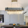 Modern Layered Crystal Chandelier Pendant Lighting for Dining Room with Adjustable Height
