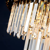 Modern Layered Crystal Chandelier Pendant Lighting for Dining Room with Adjustable Height