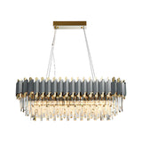 Modern Layered Crystal Chandelier Pendant Lighting for Dining Room with Adjustable Height