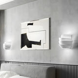 Modern Layered Half Cylinder White Iron Wall Sconce with Up and Down Lighting