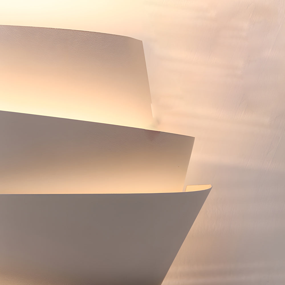 Modern Layered Half Cylinder White Iron Wall Sconce with Up and Down Lighting