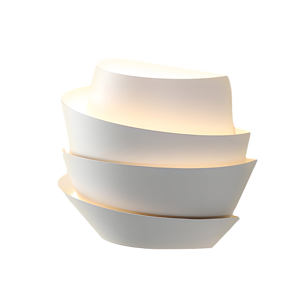 Modern Layered Half Cylinder White Iron Wall Sconce with Up and Down Lighting