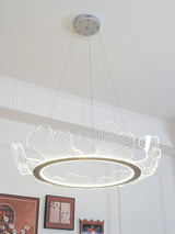 Modern Leaf Shaped LED Chandelier Gold Scallop Edge Pendant Lighting for Living Room