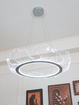 Modern Leaf Shaped LED Chandelier Gold Scallop Edge Pendant Lighting for Living Room
