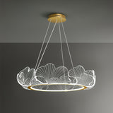 Modern Leaf Shaped LED Chandelier Gold Scallop Edge Pendant Lighting for Living Room