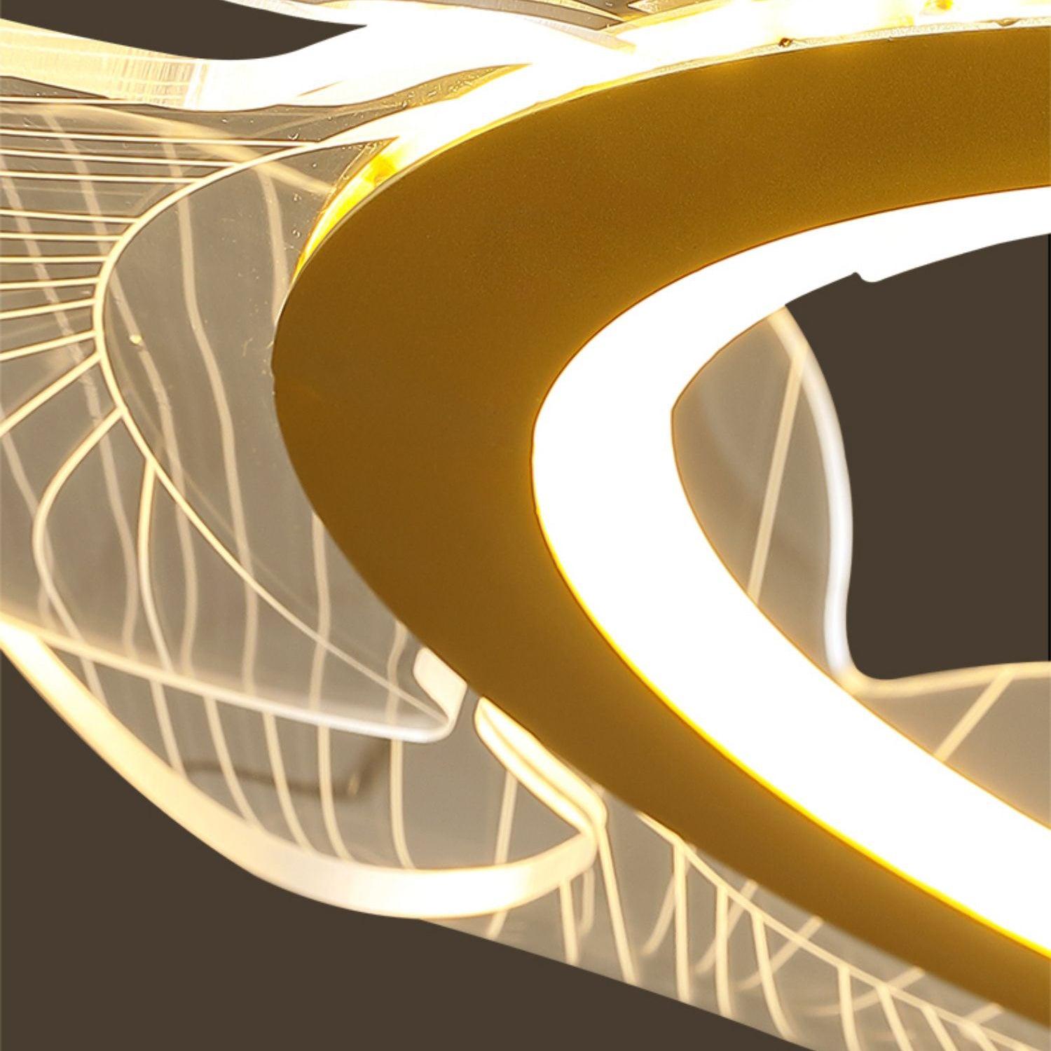 Modern Leaf Shaped LED Chandelier Gold Scallop Edge Pendant Lighting for Living Room