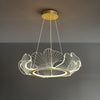 Modern Leaf Shaped LED Chandelier Gold Scallop Edge Pendant Lighting for Living Room