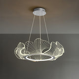 Modern Leaf Shaped LED Chandelier Gold Scallop Edge Pendant Lighting for Living Room