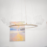 Modern Leaf Shaped LED Chandelier Gold Scallop Edge Pendant Lighting for Living Room