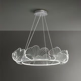 Modern Leaf Shaped LED Chandelier Gold Scallop Edge Pendant Lighting for Living Room