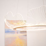Modern Leaf Shaped LED Chandelier Gold Scallop Edge Pendant Lighting for Living Room