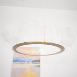 Modern Leaf Shaped LED Chandelier Gold Scallop Edge Pendant Lighting for Living Room