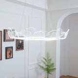 Modern Leaf Shaped LED Chandelier Gold Scallop Edge Pendant Lighting for Living Room
