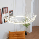 Modern Leaf Shaped LED Chandelier Gold Scallop Edge Pendant Lighting for Living Room