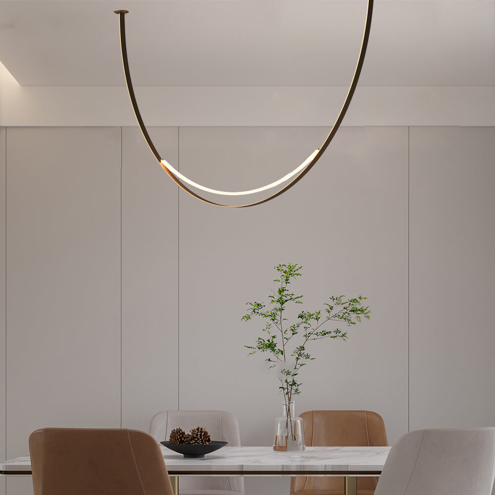 Modern Leather Belt LED Pendant Light Minimalist Chandelier for Staircase and Living Room