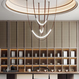 Modern Leather Belt LED Pendant Light Minimalist Chandelier for Staircase and Living Room