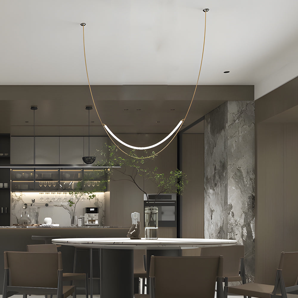Modern Leather Belt LED Pendant Light Minimalist Chandelier for Staircase and Living Room