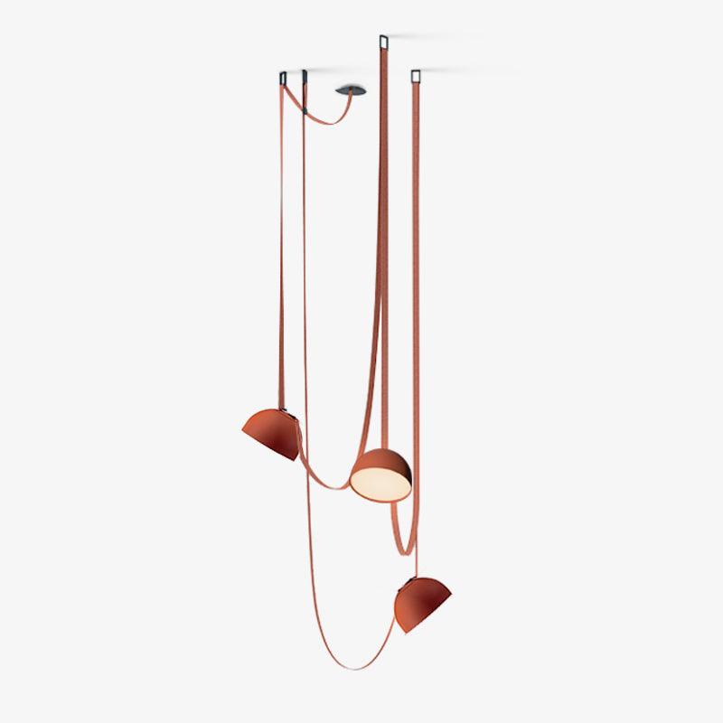 Modern Leather Strap LED Combination Pendant Light Adjustable Multi Head Hanging Fixture