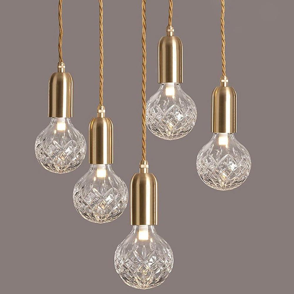 Modern LED Acrylic Bubble Globe Pendant Light Gold Hanging Island Lamp Fixture
