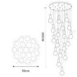 Modern LED Acrylic Bubble Globe Pendant Light Gold Hanging Island Lamp Fixture