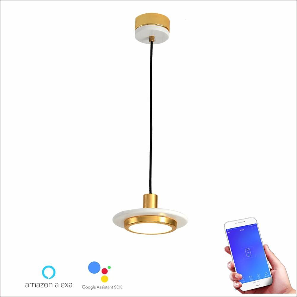 Modern LED Acrylic Circle Pendant Light Industrial Metal Ring Chandelier for Home Office