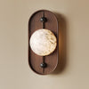 Modern LED Alabaster Wall Sconce Walnut Wood Indoor Lighting for Living Room Hallway Bedroom
