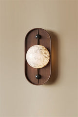 Modern LED Alabaster Wall Sconce Walnut Wood Indoor Lighting for Living Room Hallway Bedroom